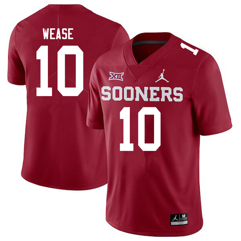 Men #10 Theo Wease Oklahoma Sooners Jordan Brand College Football Jerseys Sale-Crimson